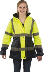 Utility Pro Wear - Size XL Cold Weather & High Visibility Parka - Yellow, Polyester & Teflon, Zipper, Snaps Closure - Americas Industrial Supply