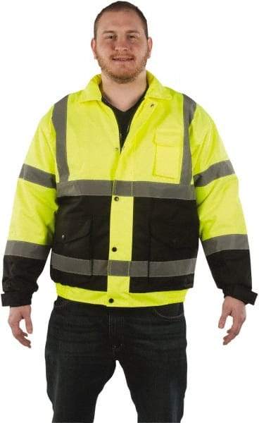 Utility Pro Wear - Size 4XL Cold Weather & High Visibility Jacket - Yellow, Polyester & Teflon, Zipper, Snaps Closure - Americas Industrial Supply