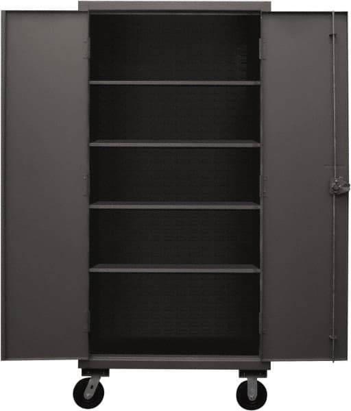 Durham - 4 Shelf Mobile Storage Cabinet - Steel, 36" Wide x 24" Deep x 80" High, Gray - Americas Industrial Supply