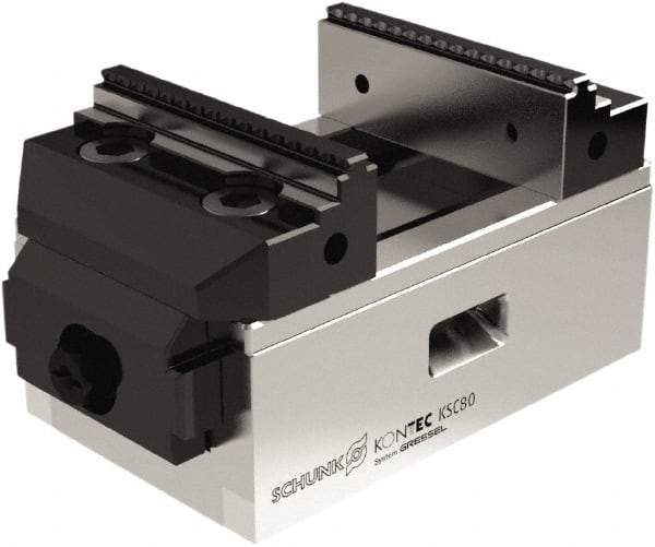 Schunk - 80mm Jaw Width, 130mm Max Jaw Opening, 28mm Throat Depth, Manual Precision Self Centering Vise - Americas Industrial Supply
