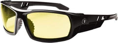 Ergodyne - Yellow Lenses, Framed Safety Glasses - Uncoated Lenses, Size Universal, Wrap Around - Americas Industrial Supply