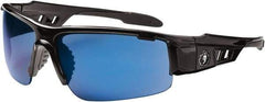 Ergodyne - Blue Lenses, Framed Safety Glasses - Uncoated Lenses, Size Universal, Wrap Around - Americas Industrial Supply