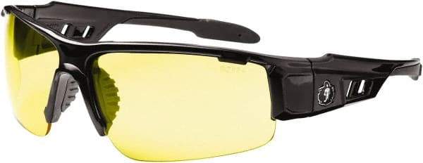 Ergodyne - Yellow Lenses, Framed Safety Glasses - Uncoated Lenses, Size Universal, Wrap Around - Americas Industrial Supply