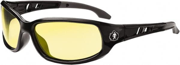 Ergodyne - Yellow Lenses, Framed Safety Glasses - Uncoated Lenses, Size Universal, Wrap Around - Americas Industrial Supply