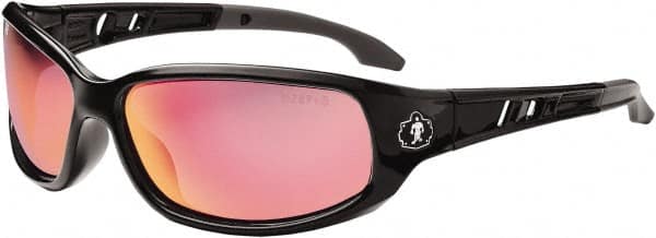 Ergodyne - Red Lenses, Framed Safety Glasses - Uncoated Lenses, Size Universal, Wrap Around - Americas Industrial Supply