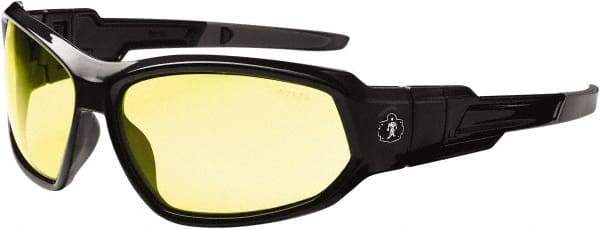 Ergodyne - Yellow Lenses, Framed Safety Glasses - Uncoated Lenses, Size Universal, Wrap Around - Americas Industrial Supply