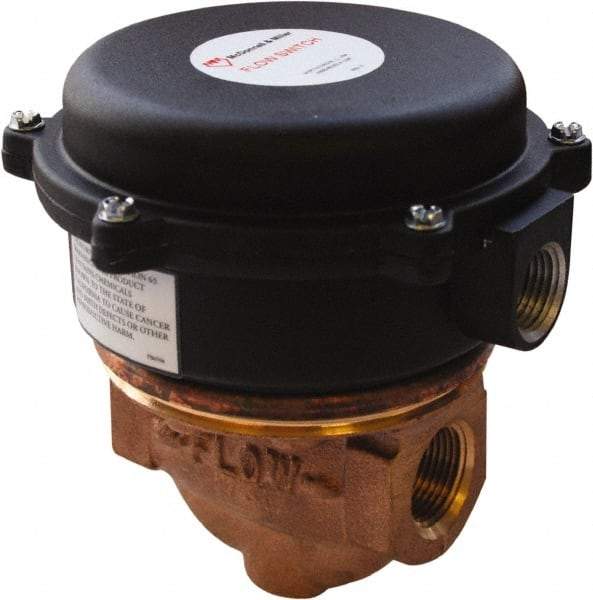 McDonnell & Miller - 100 psi, Brass Housing, Adjustable Paddle Flow Switch - 0.12 Flow Set Point, 545 Flow Point cc/min, 0.12 to 2.5 GPM, 120/240 Voltage, 3/4 Inch Thread Size - Americas Industrial Supply