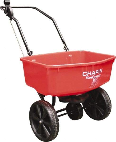 Chapin - 70 Lb Powder Coated Steel Walk Behind Broadcast Landscape Spreader - 10" Solid Rubber Wheels - Americas Industrial Supply