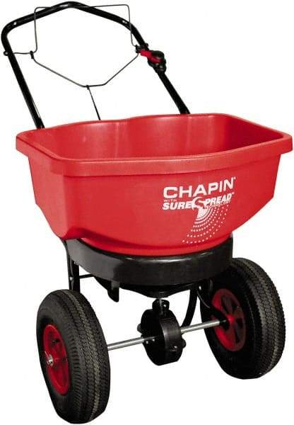 Chapin - 80 Lb Powder Coated Steel Walk Behind Broadcast Landscape Spreader - 12" Pneumatic Wheels - Americas Industrial Supply