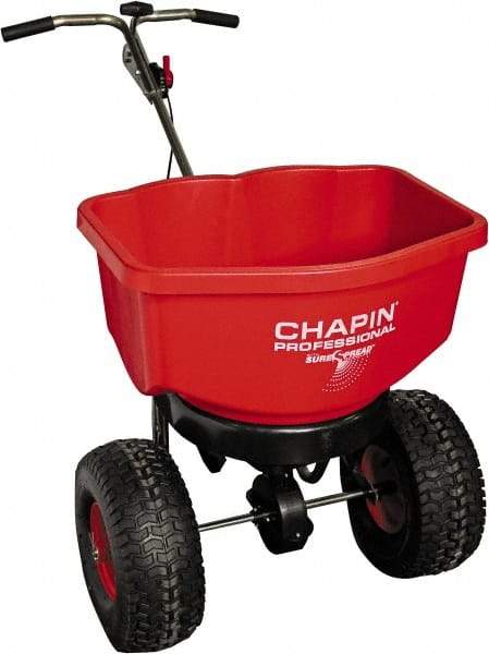 Chapin - 100 Lb Stainless Steel Walk Behind Broadcast Landscape Spreader - 14" Pneumatic Wheels - Americas Industrial Supply