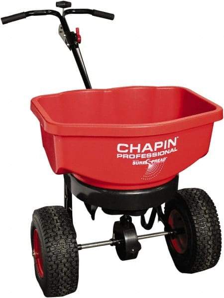 Chapin - 80 Lb Powder Coated Steel Walk Behind Broadcast Landscape Spreader - 12" Pneumatic Wheels - Americas Industrial Supply