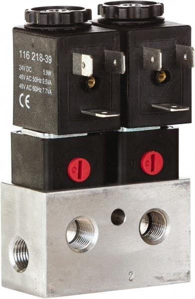 ARO/Ingersoll-Rand - 1/8", CAT Series 3-Way 2-Position Bar Manifold Stacking Solenoid Valve - 24 VDC, 0.062 CV Rate, 3.275" High x 3" Long - Americas Industrial Supply
