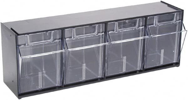 Deflect-o - 4 Compartment, 23-5/8 Inch Wide x 6-5/8 Inch Deep x 8-1/8 Inch High, Covered Modular - Plastic, Black and Clear - Americas Industrial Supply