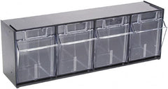 Deflect-o - 4 Compartment, 23-5/8 Inch Wide x 6-5/8 Inch Deep x 8-1/8 Inch High, Covered Modular - Plastic, Black and Clear - Americas Industrial Supply