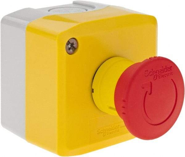 Square D - Extended Mushroom Head, Pushbutton Switch Only - Round, Red Pushbutton, Nonilluminated, Shock and Vibration Resistant - Americas Industrial Supply