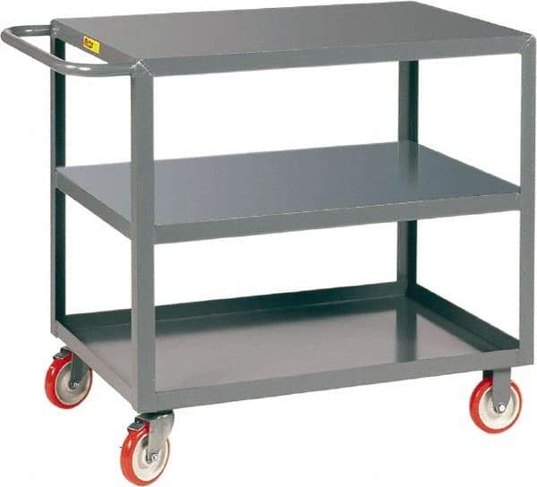 Little Giant - 1,200 Lb Capacity, 24" Wide x 36" Long x 35" High Service Cart - 3 Shelf, Steel, 2 Rigid/2 Swivel Casters - Americas Industrial Supply