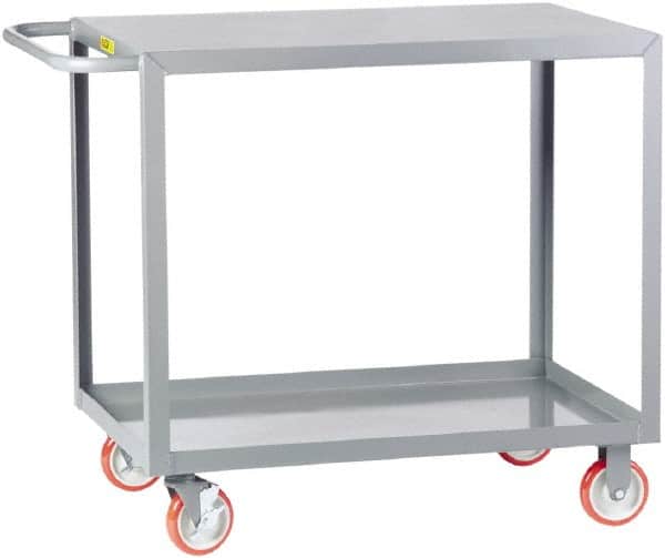 Little Giant - 1,200 Lb Capacity, 30" Wide x 60" Long x 35" High Service Cart - 2 Shelf, Steel, 2 Rigid/2 Swivel Casters - Americas Industrial Supply
