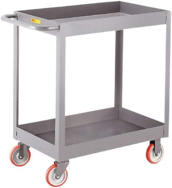 Little Giant - 1,200 Lb Capacity, 18" Wide x 30" Long x 35" High Deep Shelf Cart - 2 Shelf, Steel, 2 Rigid/2 Swivel Casters - Americas Industrial Supply