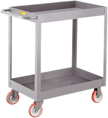 Little Giant - 1,200 Lb Capacity, 24" Wide x 48" Long x 35" High Deep Shelf Cart - 2 Shelf, Steel, 2 Rigid/2 Swivel Casters - Americas Industrial Supply