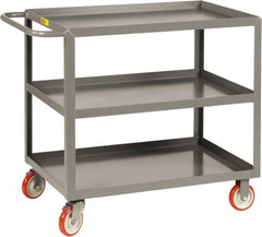 Little Giant - 1,200 Lb Capacity, 18" Wide x 32" Long x 35" High Service Cart - 3 Shelf, Steel, 2 Rigid/2 Swivel Casters - Americas Industrial Supply