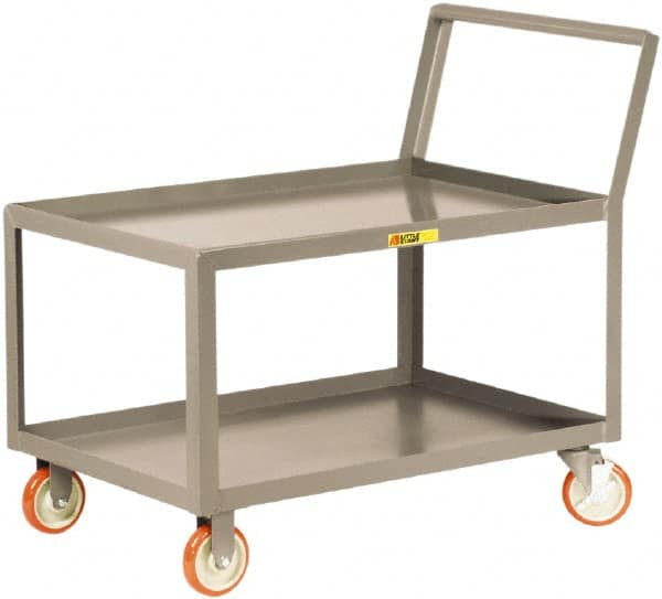 Little Giant - 1,200 Lb Capacity, 18" Wide x 32" Long x 35-3/4" High Standard Utility Cart - 2 Shelf, Steel, 2 Rigid/2 Swivel Casters - Americas Industrial Supply