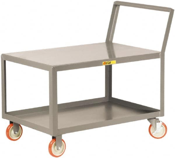 Little Giant - 1,200 Lb Capacity, 18" Wide x 24" Long x 35-3/4" High Standard Utility Cart - 2 Shelf, Steel, 2 Rigid/2 Swivel Casters - Americas Industrial Supply