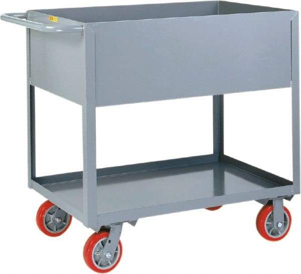 Little Giant - 3,600 Lb Capacity, 24" Wide x 53-1/2" Long x 36-1/2" High Deep Shelf Cart - 2 Shelf, Steel, 2 Rigid/2 Swivel Casters - Americas Industrial Supply