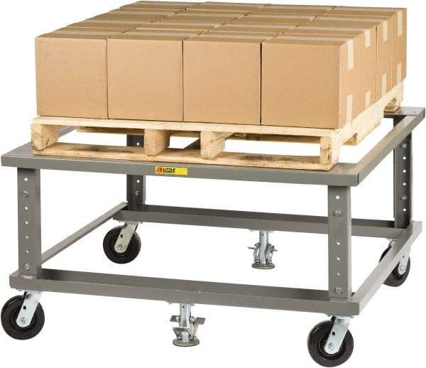 Little Giant - 3,600 Lb Capacity Steel Adjustable Height Pallet Stand - 48" Long x 40" Wide x 24" High, 6" Wheels - Americas Industrial Supply