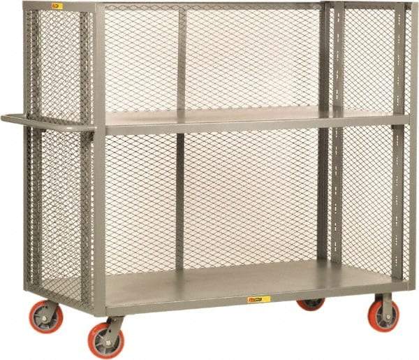 Little Giant - 3,600 Lb Capacity, 2 Shelf, 3-Sided Steel Bulk Truck - 60" Long x 24" Wide x 57" High, 6" Diam Polyurethane Wheels - Americas Industrial Supply