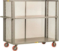 Little Giant - 3,600 Lb Capacity, 2 Shelf, 3-Sided Steel Bulk Truck - 60" Long x 24" Wide x 57" High, 6" Diam Polyurethane Wheels - Americas Industrial Supply