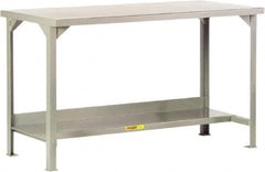 Little Giant - 60 Wide x 30" Deep x 36" High, 12 Gauge Steel Workbench - Edge Turned Down, Fixed Legs, Gray - Americas Industrial Supply