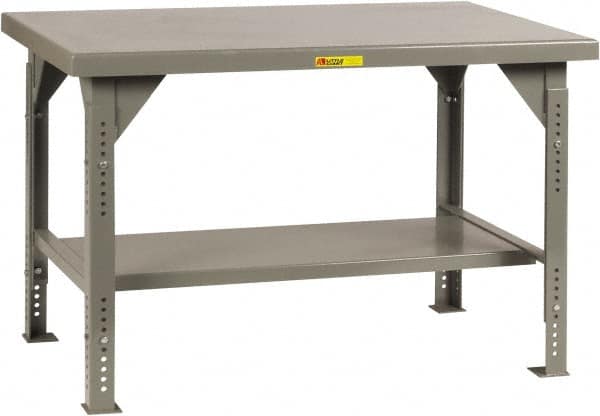 Little Giant - 60 Wide x 36" Deep x 28" High, 7 Gauge Steel Workbench - Comfort Edge, Adjustable Height Legs, Gray - Americas Industrial Supply