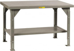 Little Giant - 60 Wide x 36" Deep x 28" High, 7 Gauge Steel Workbench - Comfort Edge, Adjustable Height Legs, Gray - Americas Industrial Supply