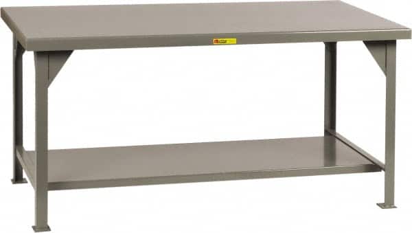 Little Giant - 36 Wide x 30" Deep x 34" High, 7 Gauge Steel Workbench - Comfort Edge, Fixed Legs, Gray - Americas Industrial Supply
