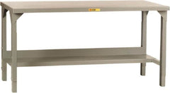 Little Giant - 60 Wide x 36" Deep x 27" High, 12 Gauge Steel Workbench - Edge Turned Down, Adjustable Height Legs, Gray - Americas Industrial Supply