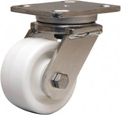 Hamilton - 4" Diam x 2" Wide x 5-5/8" OAH Top Plate Mount Swivel Caster - Polyolefin, 550 Lb Capacity, Delrin Bearing, 4 x 5" Plate - Americas Industrial Supply