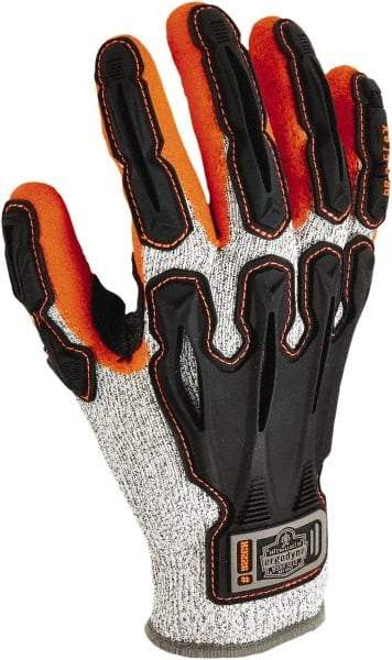 Ergodyne - Size M Synthetic Blend Cut Resistant Work Gloves - For Mechanic's & Lifting, Knit Wrist Cuff, Full Fingered, Gray/Orange, Paired - Americas Industrial Supply