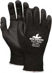 MCR Safety - Size L (9), ANSI Cut Lvl A6, Puncture Lvl 4, Abrasion Lvl 4, Nitrile Coated Cut Resistant Gloves - Palm & Fingertips Coated, Black, Paired - Americas Industrial Supply