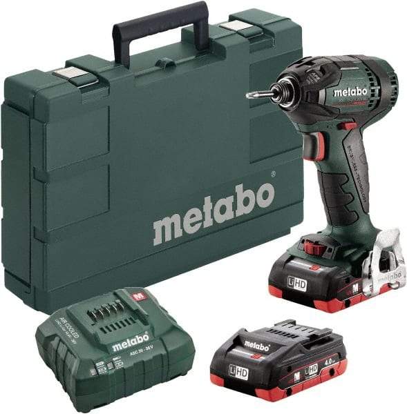 Metabo - 18 Volt, 1/4" Drive, 1,770 Ft/Lb Torque, Cordless Impact Driver - Pistol Grip Handle, 2900 RPM, 2 Batteries Included - Americas Industrial Supply