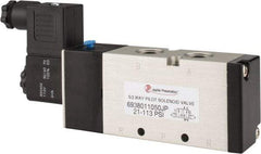 PRO-SOURCE - 3/8", 5/2 Way Single Stacking Solenoid Valve - 110 VAC, 1.9 CV Rate, 2.81" High x 6.22" Long - Americas Industrial Supply
