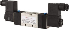 PRO-SOURCE - 1/4", 5/2 Way Double Stacking Solenoid Valve - 24 VDC, 0.98 CV Rate, 2.6" High x 7.76" Long - Americas Industrial Supply