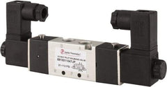 PRO-SOURCE - 1/8", 5/2 Way Body Ported Stacking Solenoid Valve - 110 VAC, 1.36 CV Rate, 1.36" High x 5.43" Long - Americas Industrial Supply
