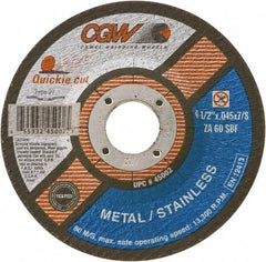 Camel Grinding Wheels - 60 Grit, 9" Wheel Diam, 1/16" Wheel Thickness, Type 27 Depressed Center Wheel - Medium Grade, Zirconia Alumina, Resinoid Bond, S Hardness, 6,600 Max RPM - Americas Industrial Supply