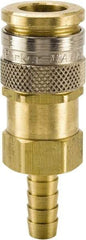 Parker - Hose Barb European High Flow Pneumatic Hose Coupler - Brass, 3/8" Body Diam, 3/8" Hose ID - Americas Industrial Supply