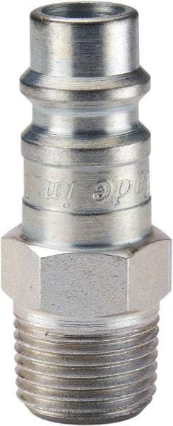 Parker - 1/2-14 Male NPTF European High Flow Pneumatic Hose Connector - Steel, 3/8" Body Diam - Americas Industrial Supply