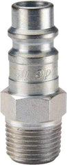 Parker - 1/2-14 Male NPTF European High Flow Pneumatic Hose Connector - Steel, 3/8" Body Diam - Americas Industrial Supply
