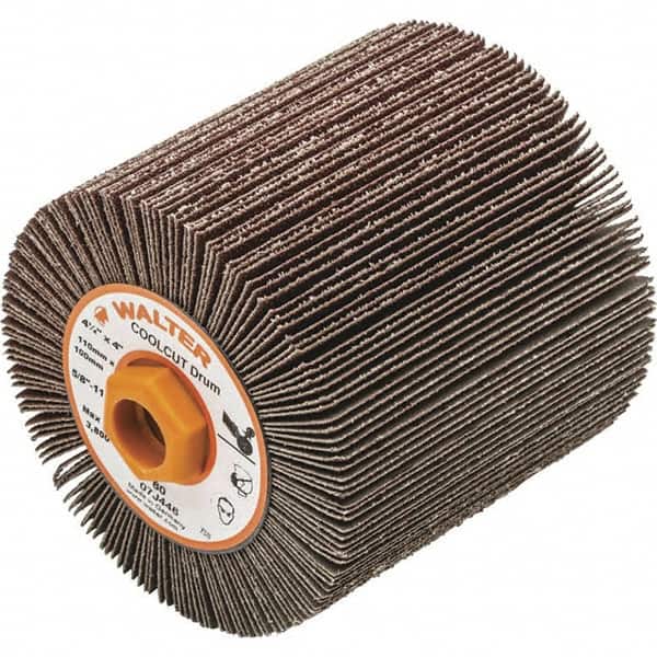 WALTER Surface Technologies - 4-1/4" Diam 60 Grit Aluminum Oxide Unmounted Flap Wheel - 5/8-11 Threaded Hole, 4" Wide, Coated, Grade Coarse, 3,800 Max RPM - Americas Industrial Supply