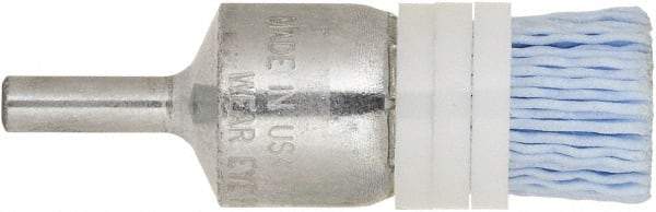 Tanis - 220 Grit, 1" Brush Diam, Crimped, End Brush - 1/4" Diam Steel Shank, 10,000 Max RPM - Americas Industrial Supply