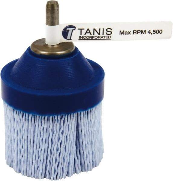 Tanis - 80 Grit, 2" Brush Diam, Crimped, End Brush - 1/4" Diam Steel Shank, 4,500 Max RPM - Americas Industrial Supply