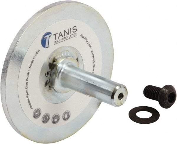 Tanis - 1/4" Arbor Hole to 3/4" Shank Diam Drive Arbor - For 6" Tanis Disc Brushes, Flow Through Spindle - Americas Industrial Supply